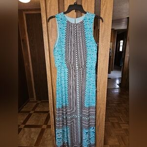 London Style Sz 14 Sleeveless, Geometric-patterned Maxi Dress